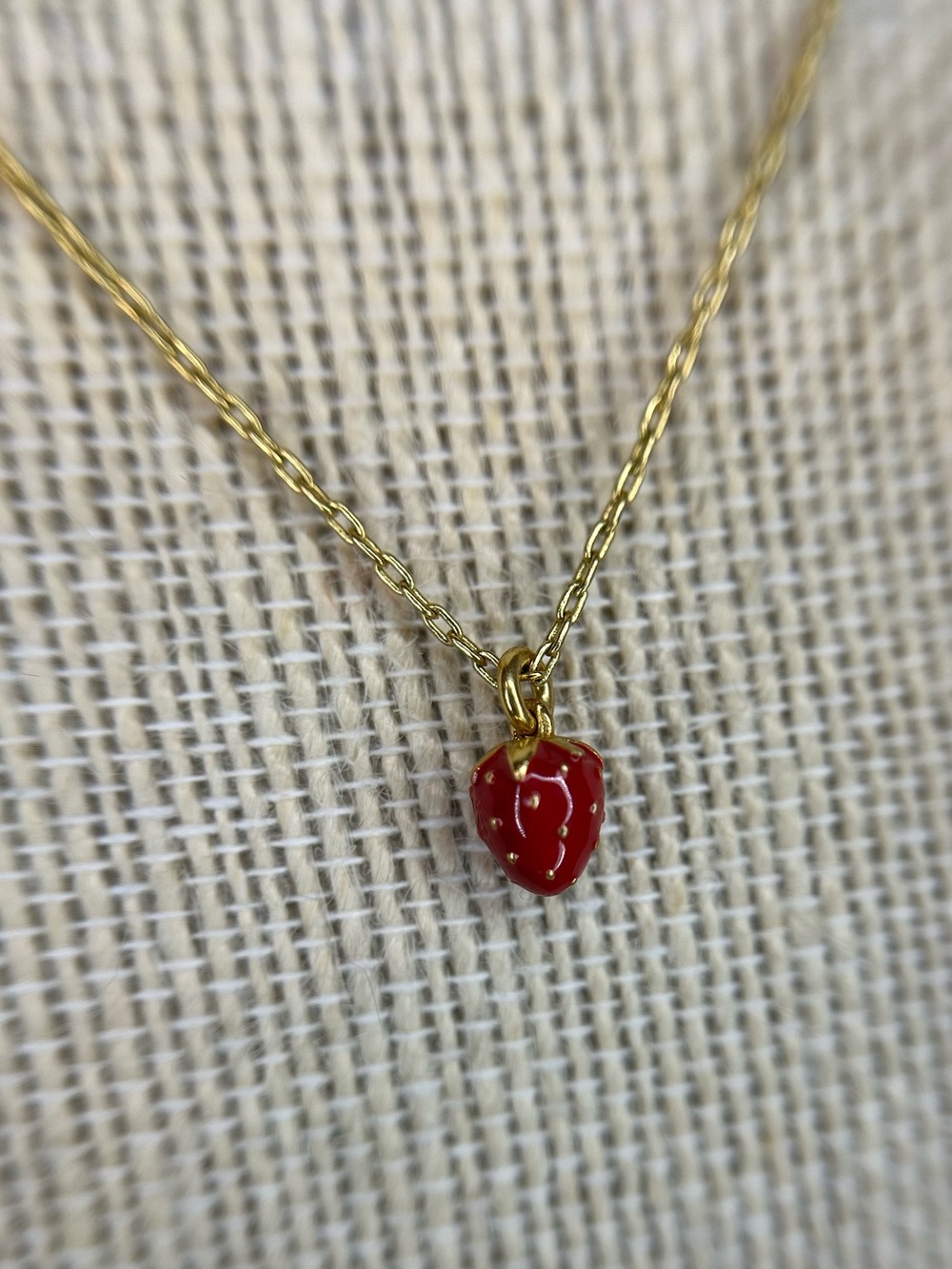 Madewell Strawberry Charm Necklace Gold Tone Fruit Pendant